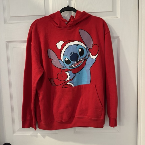 Disney Other - Disney‎ Stitch Christmas Hoodie Size Large Youth XL 15-17 Red
